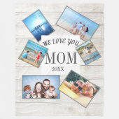 Moederdag Familie Foto verspreid Rustic Wood Fleece Deken (Voorkant)