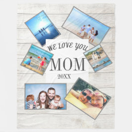 Moederdag Familie Foto verspreid Rustic Wood Fleece Deken