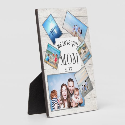 Moederdag Familie Foto verspreid Rustic Wood Fotoplaat (Zijkant)