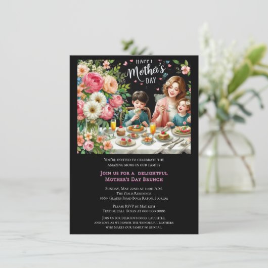 Moederdag familiebrunch  kaart (Staand voorkant)