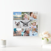Moederdag familieleden Fotocollage Vierkante Klok (Huis)
