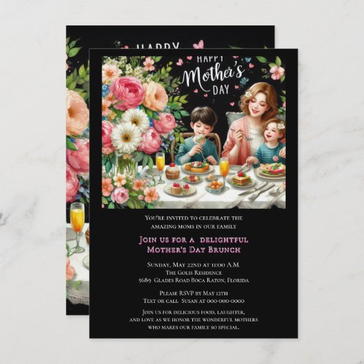 Moederdag Family Brunch Kaart (Voorkant / Achterkant)