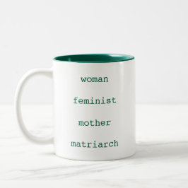 Moederdag Feministisch Donkergroen Typewriter Schr Tweekleurige Koffiemok