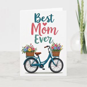 Moederdag fiets kaart met bloemen