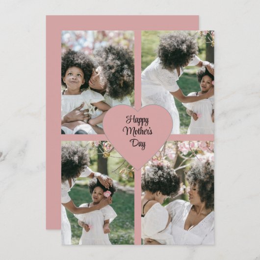Moederdag Flat Holiday Kaart met Fotocollage (Voorkant / Achterkant)
