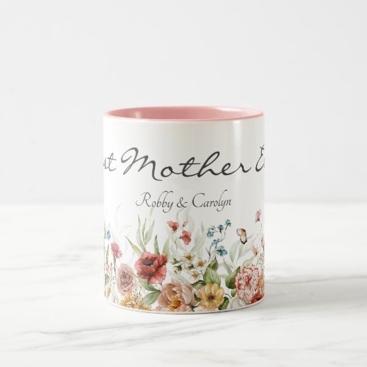 Moederdag Floral 11oz Tweekleurige Koffiemok (Center)