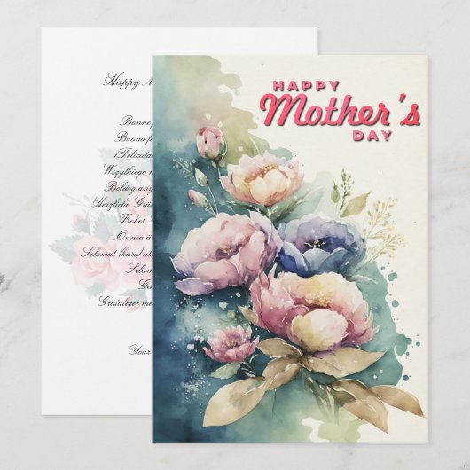 Moederdag Floral & botanische feestkaart Feestdagenkaart (Voorkant / Achterkant)