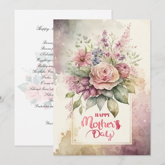 Moederdag Floral & botanische feestkaart Feestdagenkaart (Voorkant / Achterkant)