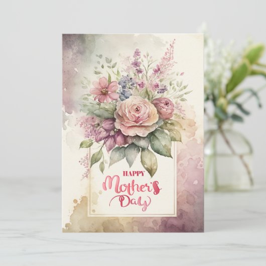 Moederdag Floral & botanische feestkaart Feestdagenkaart (Staand voorkant)