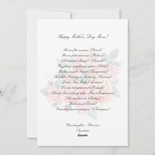 Moederdag Floral & botanische feestkaart Feestdagenkaart (Achterkant)