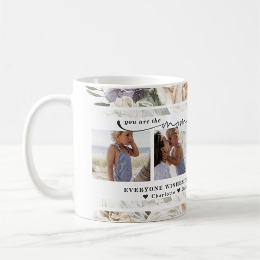 Moederdag | Floral Drie Foto-collage Koffiemok (Links)