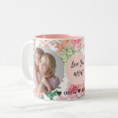 Moederdag | Floral Drie Foto-collage Tweekleurige Koffiemok (Voorkant links)