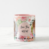 Moederdag | Floral Drie Foto-collage Tweekleurige Koffiemok (Center)