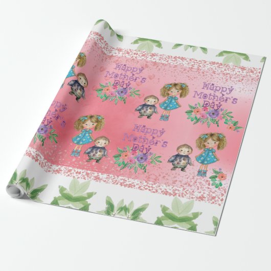  Moederdag Floral Kinder inpakpapier (Uitgerold)