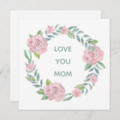 Moederdag Floral Love You Mom Square Kaart (Voorkant / Achterkant)