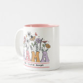 Moederdag Floral Mama Gepersonaliseerde naam Tweekleurige Koffiemok (Voorkant links)