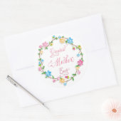 Moederdag Floral met 3 Word Art Ronde Sticker (Envelop)