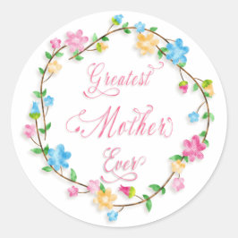 Moederdag  Floral met 3 Word Art Ronde Sticker