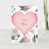 Moederdag Floral Modern Pink Heart Personal Kaart (Voorkant)