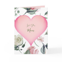 Moederdag Floral Modern Pink Heart Personal