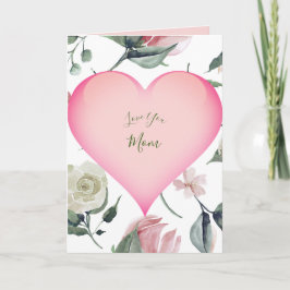 Moederdag Floral Modern Pink Heart Personal Kaart