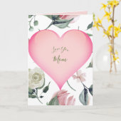Moederdag Floral Modern Pink Heart Personal Kaart (Gele Bloem)