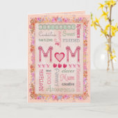 Moederdag Floral Typografie Greeting Kaart (Gele Bloem)