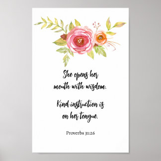 Moederdag Floral Waterverf Proverbs Scripts Poster
