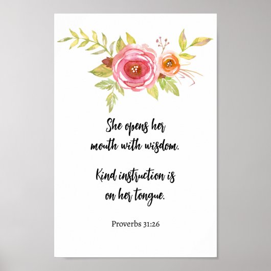 Moederdag Floral Waterverf Proverbs Scripts Poster (Voorkant)