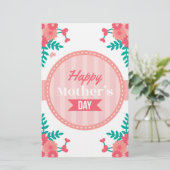 moederdag florale briefpapier (Staand voorkant)