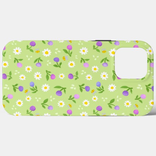 Moederdag florale Iphone Case bloemen en bijen (Achterkant (horizontaal))