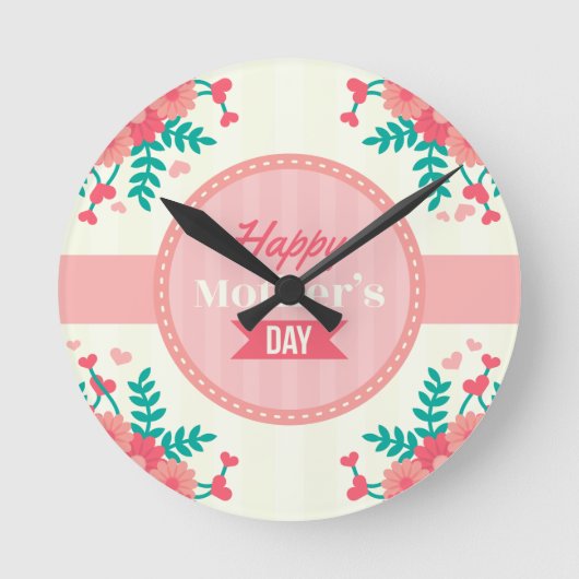 moederdag florale ronde klok (Voorkant)