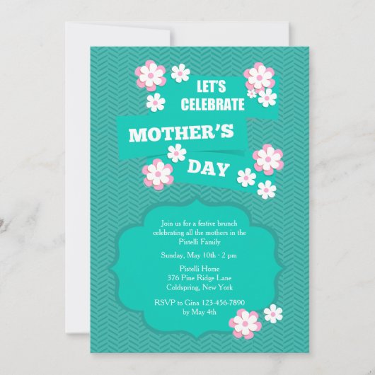 Moederdag Flower Petals Uitnodiging (Voorkant)