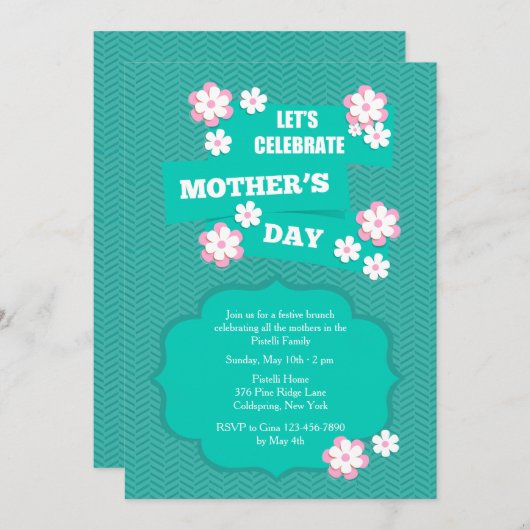 Moederdag Flower Petals Uitnodiging (Voorkant / Achterkant)