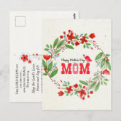 Moederdag Flowers Cute Bird Bible Blessing Briefkaart (Voorkant / Achterkant)