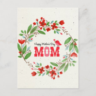 Moederdag Flowers Cute Bird Bible Blessing Briefkaart