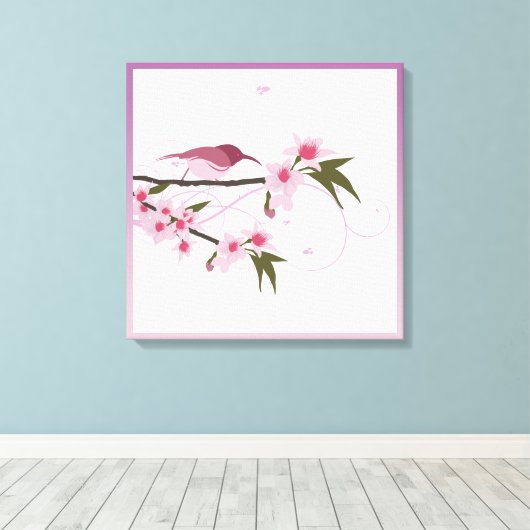 Moederdag Flowers in Lila, Bourgogne en Blauw Canvas Afdruk (Insitu (Houten vloer))