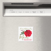 Moederdag Foliage Red Rose Magneet (Insitu (Vaatwasser))