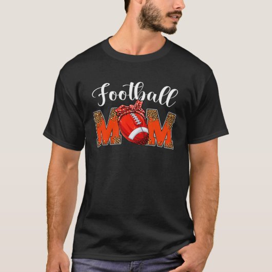 Moederdag Football Moeder Leopard Spel Dag Moeder T-shirt (Voorkant)