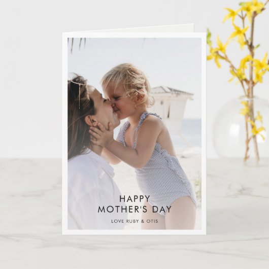 Moederdag | Foto Best Mam Modern Minimalist Kaart (Gele Bloem)