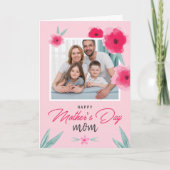 Moederdag Foto Bloem Roze Groet Kaart (Voorkant)