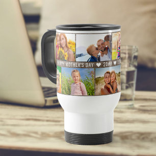 Moederdag Foto collage 9 Foto's & aangepaste tekst Reisbeker