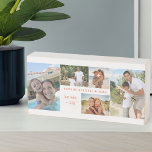 Moederdag Foto collage met 5 foto's en naam Houten Kist Print<br><div class="desc">Het blok van het fotohout van de moederdag - of pas voor een andere gelegenheid aan! De sjabloon is opstelling klaar voor u om tot 5 foto's toe te voegen, die als 2x verticaal portret, 2x horizontaal landschapsformaat en 1x vierkant/instagram formaat worden getoond. Het ontwerp wordt geschreven met Happy Moederdag...</div>