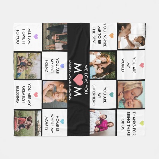 Moederdag foto collage met beste mam citaten fleece deken (Voorkant (Horizontaal))