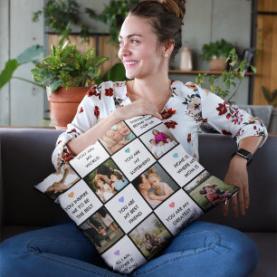 Moederdag foto collage met beste mam citaten kussen