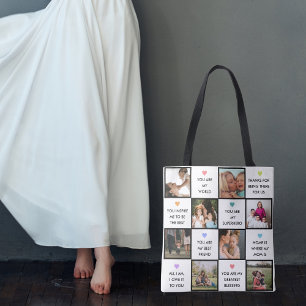 Moederdag foto collage met beste mam citaten tote bag