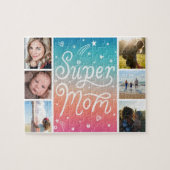 Moederdag Foto Collage Super Mam Lettering Legpuzzel (Horizontaal)