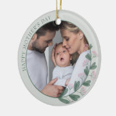 Moederdag Foto gemaakt met roze wilde bloem Keramisch Ornament (Links)