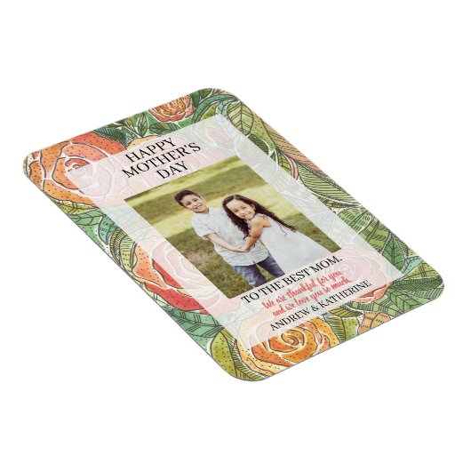 Moederdag Foto Gift  Floral Rozen Magneet (Rechterzijde)