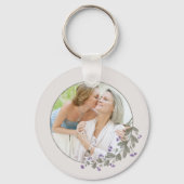 Moederdag Foto Paars Wildflower Lijst Sleutelhanger (Achterkant)